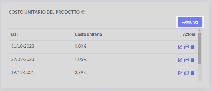 assegna costo d'acquisto